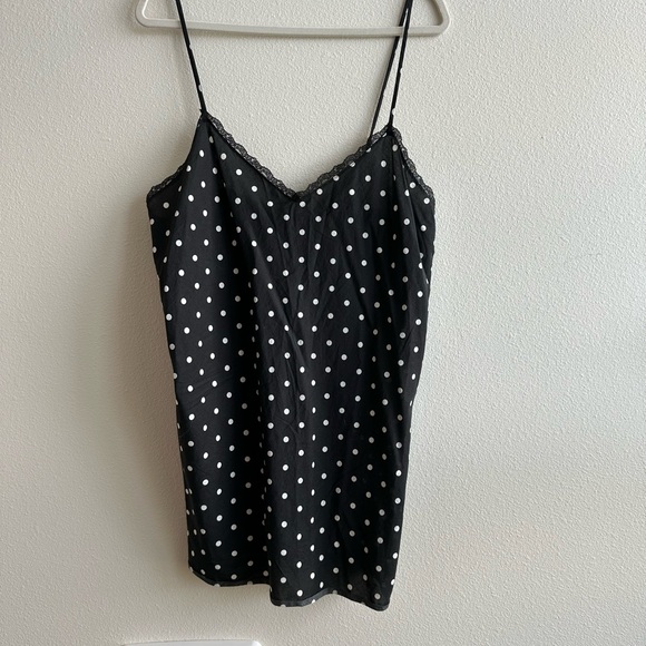 Victoria's Secret Black and White Polka Dot Lace Slip - Picture 1 of 5
